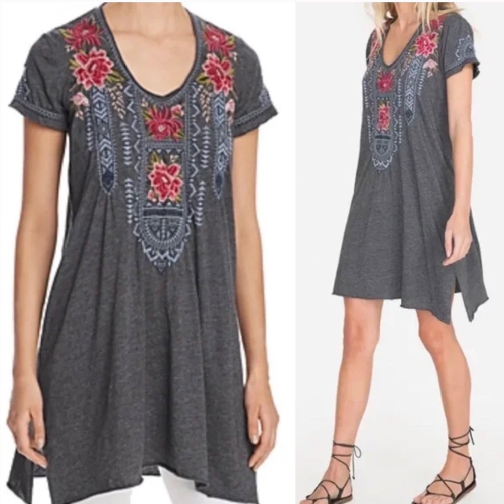 Johnny Was Davis Drape Floral Tunic Dress